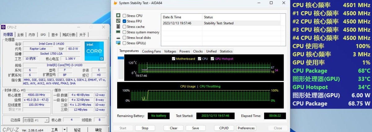 Intel i3-14100 mérések