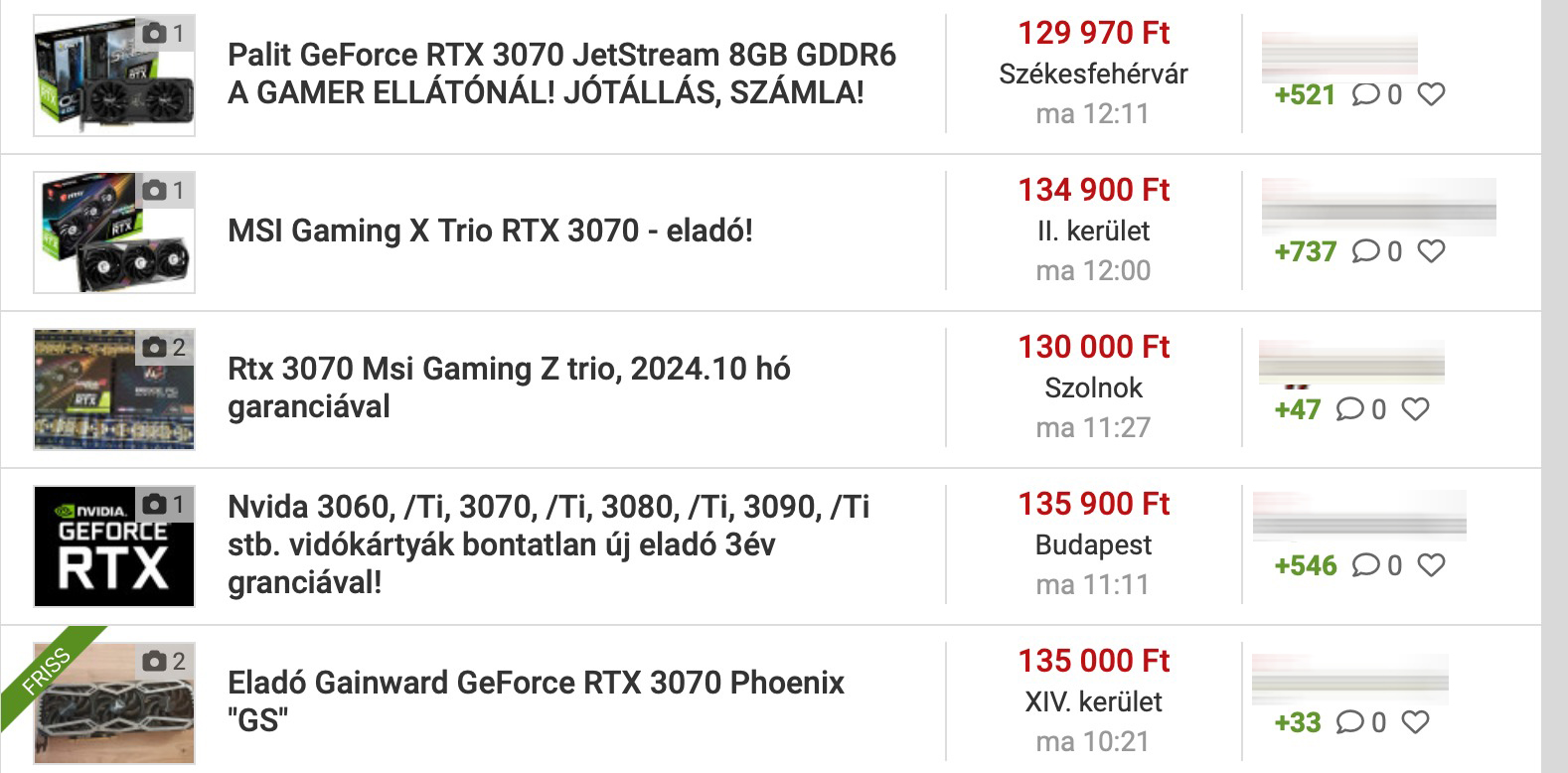 Nvidia RTX 3070 VGA árak