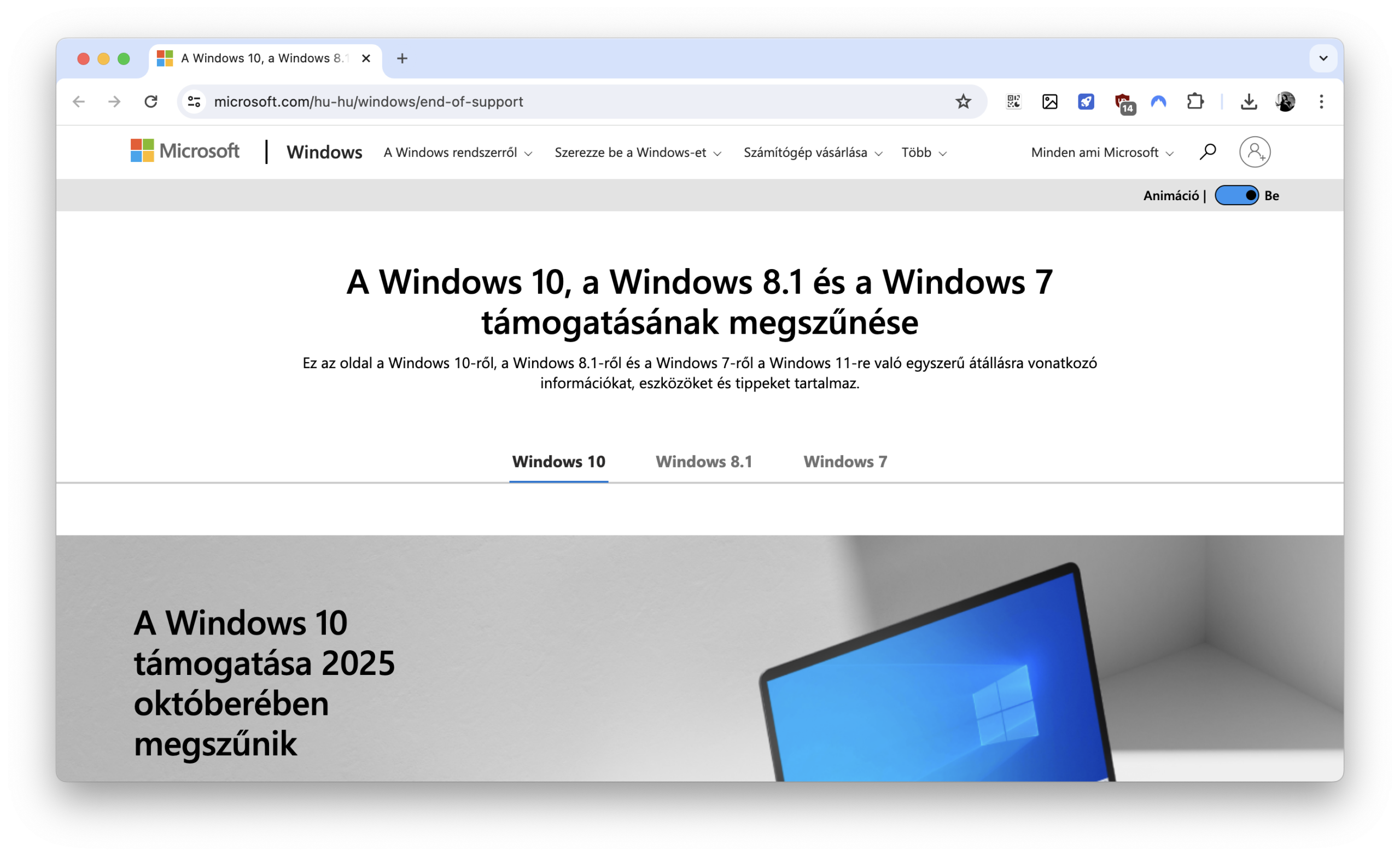 A Windows 10 is felkerült a 8.1 és 7 mellé