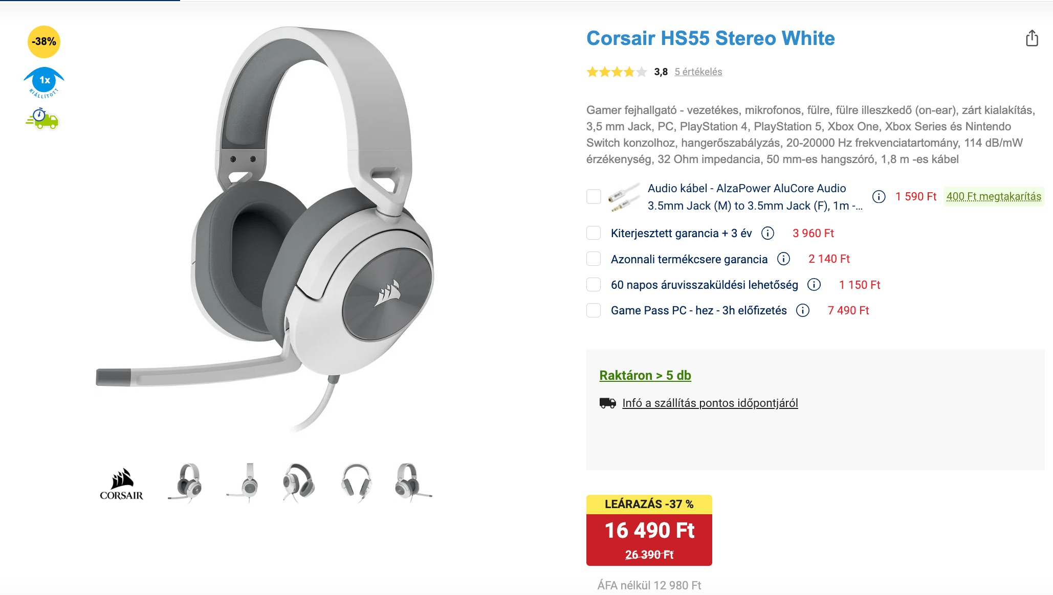 Corsair HS55 Stereo gamer fejhallgató