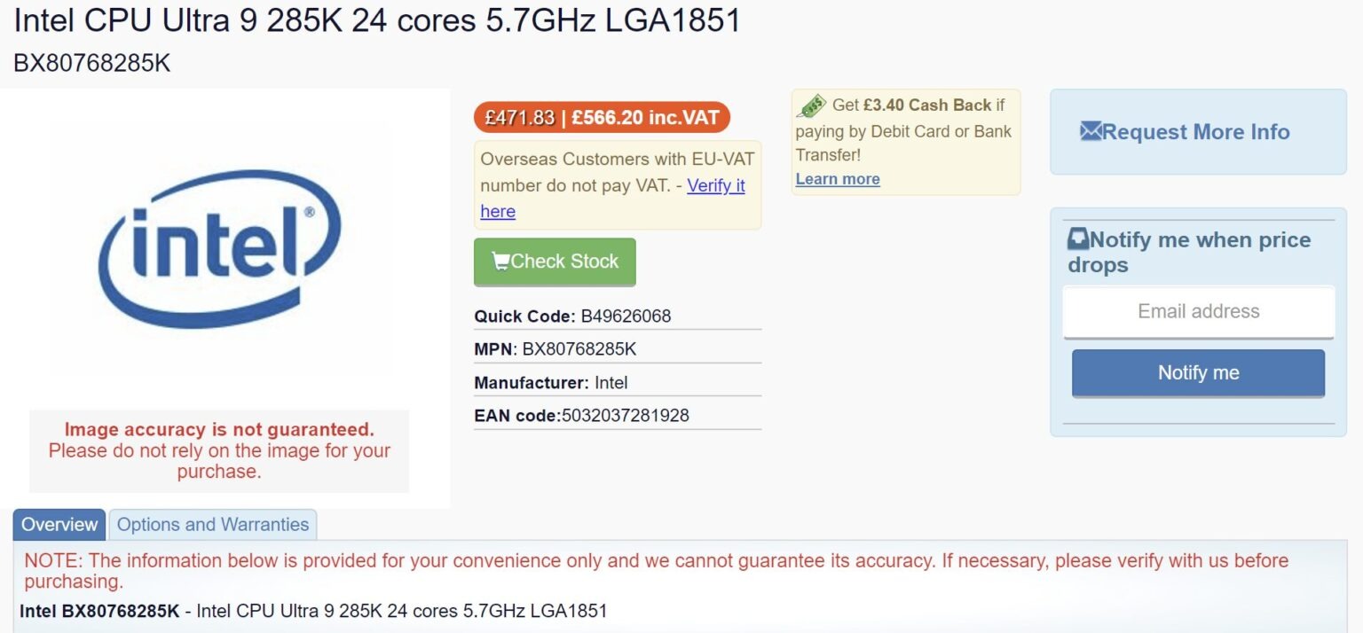 A neves webáruházban már felbukkantak az Intel processzorok