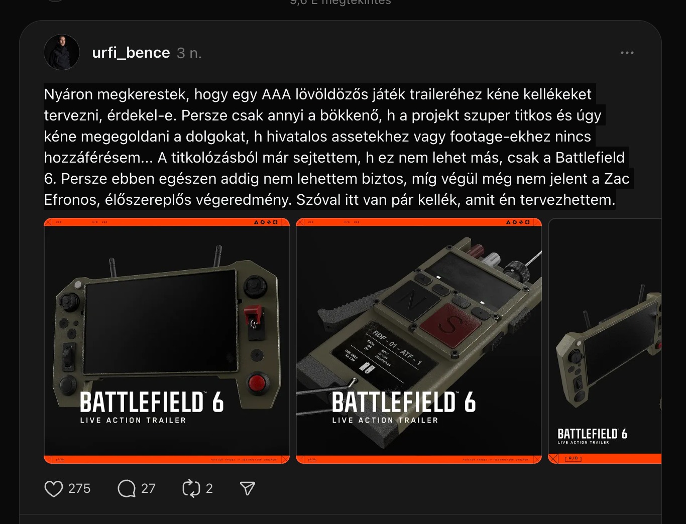 Ezek a tárgyak is feltűntek a Battlefield 6 trailerben