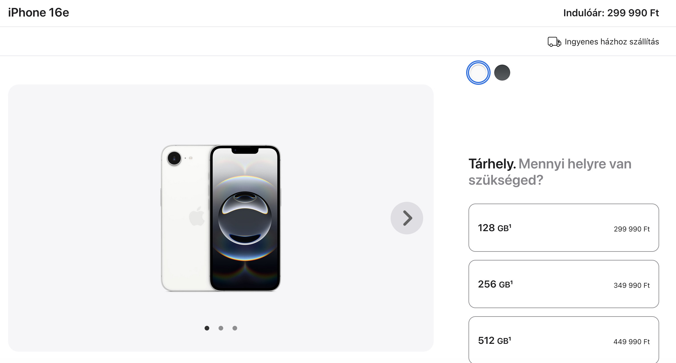 iPhone 16e az Apple weboldalán