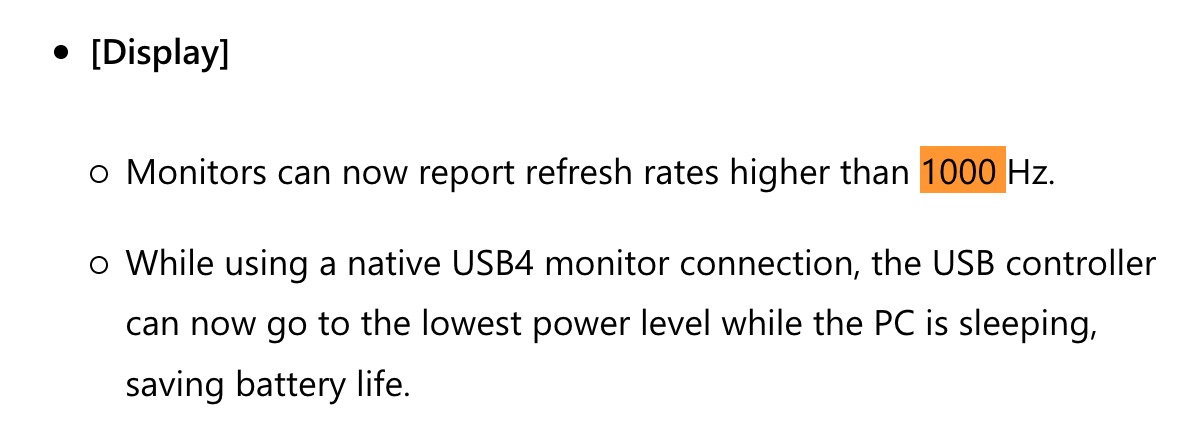 1000 Hz feletti monitorokat is támogat a Windows 11