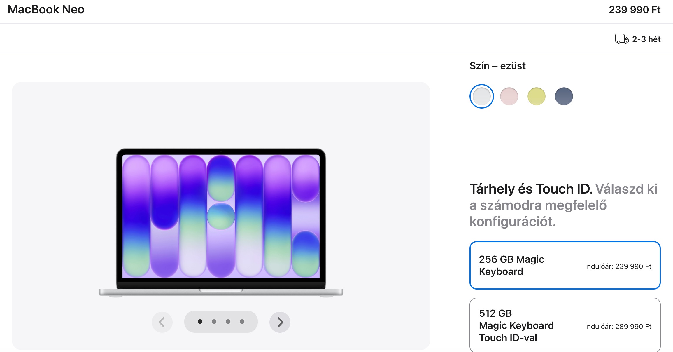MacBook Neo az Apple oktatási áruházában