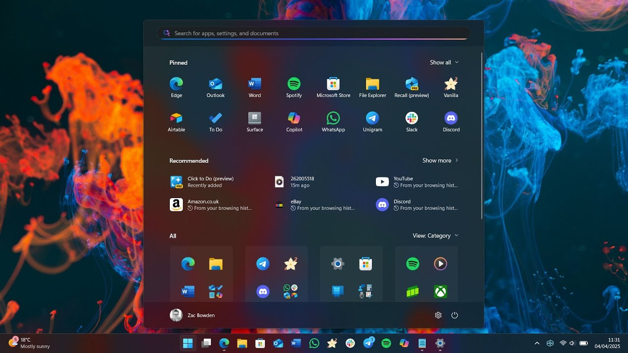 Windows 11 Start Menü